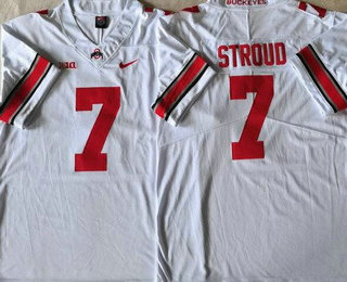 Men's Ohio State Buckeyes #7 CJ Stroud Limited White College Football Jersey