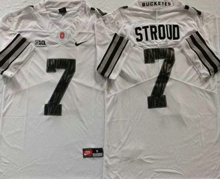 Men's Ohio State Buckeyes #7 CJ Stroud Limited White Rush College Football Jersey