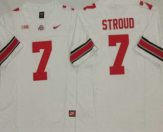 Men's Ohio State Buckeyes #7 CJ Stroud White FUSE College Stitched Jersey