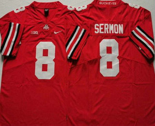 Men's Ohio State Buckeyes #8 Trey Sermon Red College Football Jersey