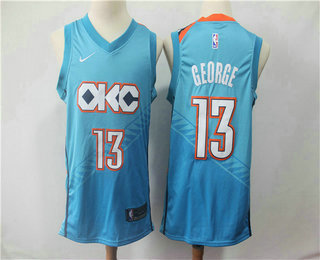 Men's Oklahoma City Thunder #13 Paul George Blue Nike 2019 New Season Swingman City Edition Jersey