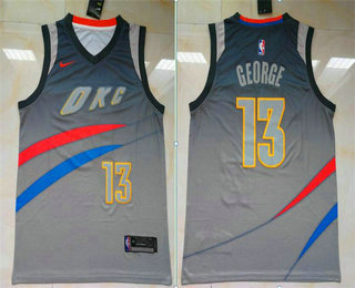 Men's Oklahoma City Thunder #13 Paul George Grey 2018 NBA Swingman City Edition Jersey