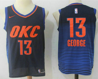 Men's Oklahoma City Thunder #13 Paul George Navy Blue 2017-2018 Nike Swingman Stitched NBA Jersey