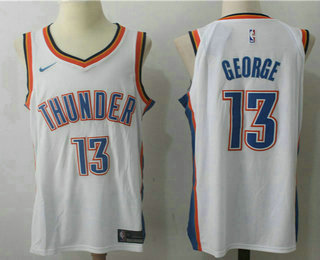 Men's Oklahoma City Thunder #13 Paul George White 2017-2018 Nike Swingman Stitched NBA Jersey