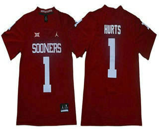 Men's Oklahoma Sooners #1 Jalen Hurts Red Jordan Brand Limited Stitched NCAA Jersey