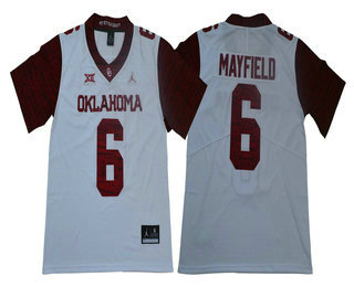 Men's Oklahoma Sooners #6 Baker Mayfield White 47 Game Winning Streak College 2017 Vapor Untouchable Limited Jersey