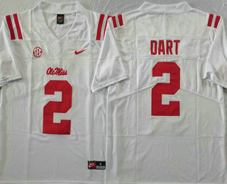 Men's Ole Miss Rebels #2 Jaxson Dart White Vapor Stitched College Football Jersey