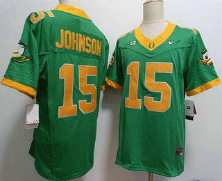 Men's Oregon Ducks #15 Tez Johnson Green 2024 FUSE College Football Jersey