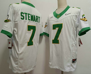 Men's Oregon Ducks #7 Evan Stewart White 2024 FUSE College Football Jersey