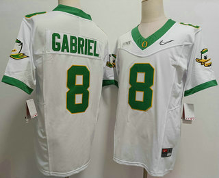 Men's Oregon Ducks #8 Dillon Gabriel White 2024 FUSE College Football Jersey