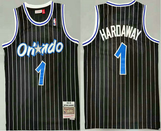 Men's Orlando Magic #1 Penny Hardaway 1994-95 Black Hardwood Classics Soul Swingman Throwback Jersey