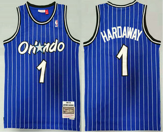 Men's Orlando Magic #1 Penny Hardaway 1994-95 Blue Hardwood Classics Soul Swingman Throwback Jersey