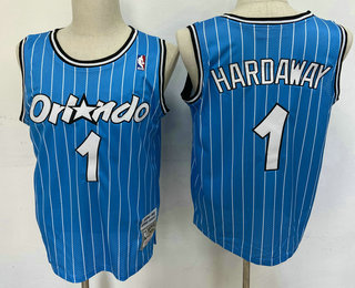 Men's Orlando Magic #1 Penny Hardaway Blue Hardwood Classics Soul Swingman Throwback Jersey