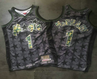 Men's Orlando Magic #1 Tracy McGrady Black With Camo Hardwood Classics Soul Swingman Throwback Jersey