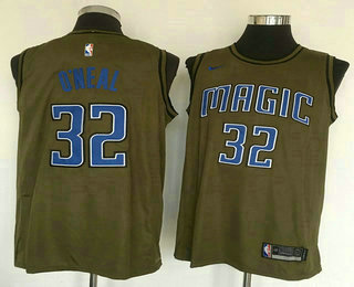 Men's Orlando Magic #32 Shaquille O'neal Olive Stitched Nike Swingman Jersey