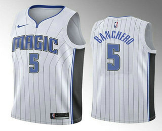 Men's Orlando Magic #5 Paolo Banchero White 2022 Draft Basketball Stitched Jersey