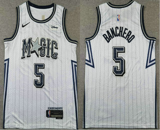 Men's Orlando Magic #5 Paolo Banchero White 2024 City Icon Sponsor Swingman Jersey