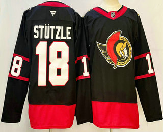 Men's Ottawa Senators #18 Tim Stutzle Black 2024 Stitched Jersey