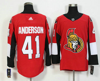 Men's Ottawa Senators #41 Craig Anderson Red Home Adidas Stitched NHL 2016-17 Reebok Hockey Jersey