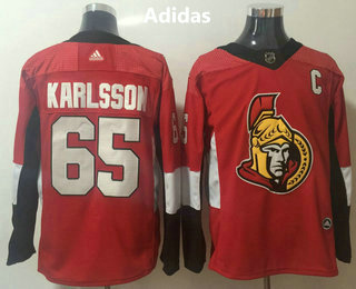 Men's Ottawa Senators #65 Erik Karlsson Red Home 2017-2018 Hockey Adidas Stitched NHL Jersey