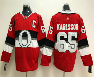 Men's Ottawa Senators #65 Erik Karlsson Red With C Patch 2018 Winter Classic Adidas Stitched NHL Hockey Jersey