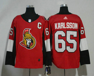 Men's Ottawa Senators #65 Erik Karlsson Red With C Patch Home 2017-2018 Hockey Adidas Stitched NHL Jersey