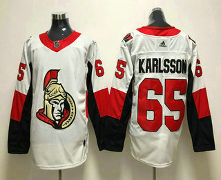 Men's Ottawa Senators #65 Erik Karlsson White 2017-2018 Hockey Adidas Stitched NHL Jersey