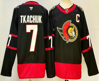 Men's Ottawa Senators #7 Brady Tkachuk Black 2024 Stitched Jersey