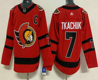 Men's Ottawa Senators #7 Brady Tkachuk Red 2021 Reverse Retro Authentic Jersey