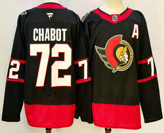 Men's Ottawa Senators #72 Thomas Chabot Black 2024 Stitched Jersey