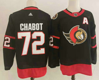 Men's Ottawa Senators #72 Thomas Chabot Black Adidas 2020-21 Stitched NHL Jersey