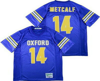 Men's Oxford High School Chargers #14 DK Metcalf Blue Football Jersey