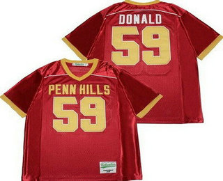 Men's Penn Hills High School #59 Aaron Donald Red Football Jersey