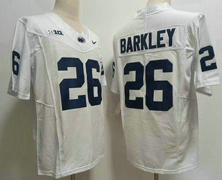 Men's Penn State Nittany Lions #26 Saquon Barkley White FUSE College Stitched Jersey