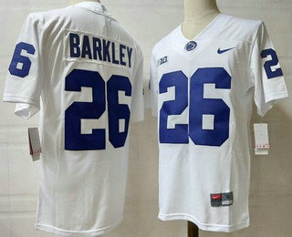 Men's Penn State Nittany Lions #26 Saquon Barkley White Player Name College Football Jersey