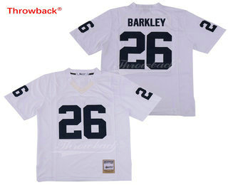 Men's Penn State Nittany Lions #26 Saquon Barkley White Throwback College Stitched Jersey