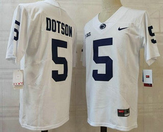 Men's Penn State Nittany Lions #5 Jahan Dotson White Player Name College Football Jersey