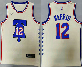 Men's Philadelphia 76ers #12 Tobias Harris Cream Nike Swingman 2021 Earned Edition Stitched Jersey