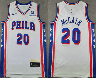 Men's Philadelphia 76ers #20 Jared McCain White Association Edition Stitched Jersey