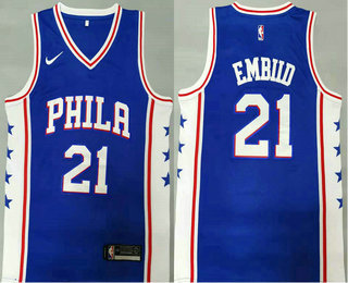 Men's Philadelphia 76ers #21 Joel Embiid Blue 2021 Nike Swingman Stitched NBA Jersey