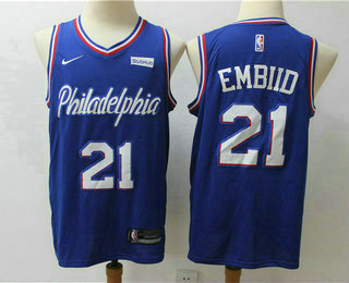 Men's Philadelphia 76ers #21 Joel Embiid NEW Blue 2019-2020 Nike Swingman Stubhub Stitched NBA Jersey