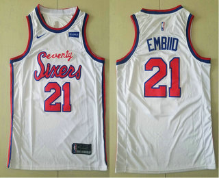 Men's Philadelphia 76ers #21 Joel Embiid NEW White 2019-2020 Nike Swingman Stubhub Stitched NBA Jersey