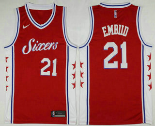 Men's Philadelphia 76ers #21 Joel Embiid Red 2017-2018 Nike Icon Edition Swingman Jersey