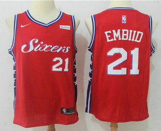 Men's Philadelphia 76ers #21 Joel Embiid Red 2017-2018 Nike Swingman Stubhub Stitched NBA Jersey