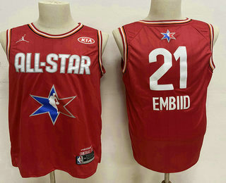 Men's Philadelphia 76ers #21 Joel Embiid Red Jordan Brand 2020 All-Star Game Swingman Stitched NBA Jersey