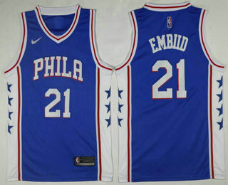 Men's Philadelphia 76ers #21 Joel Embiid Royal Blue 2017-2018 Nike Icon Edition Swingman Jersey