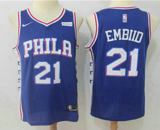 Men's Philadelphia 76ers #21 Joel Embiid Royal Blue 2017-2018 Nike Swingman Stubhub Stitched NBA Jersey