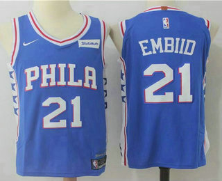 Men's Philadelphia 76ers #21 Joel Embiid Royal Blue 2017-2018 Nike Swingman Stubhub Stitched NBA Jersey Jersey