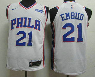 Men's Philadelphia 76ers #21 Joel Embiid White 2017-2018 Nike Authentic Stubhub Stitched NBA Jersey