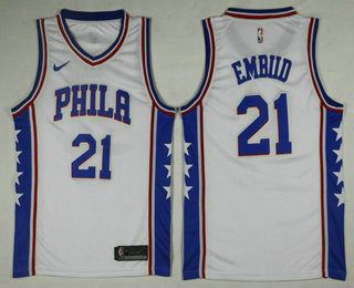 Men's Philadelphia 76ers #21 Joel Embiid White 2017-2018 Nike Icon Edition Swingman Jersey